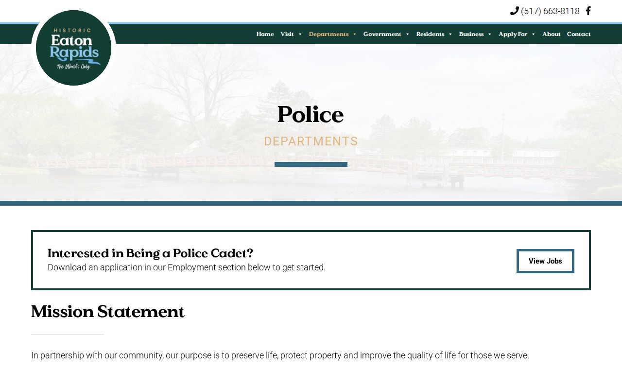 Eaton Rapids court records context from the official Police Department page
