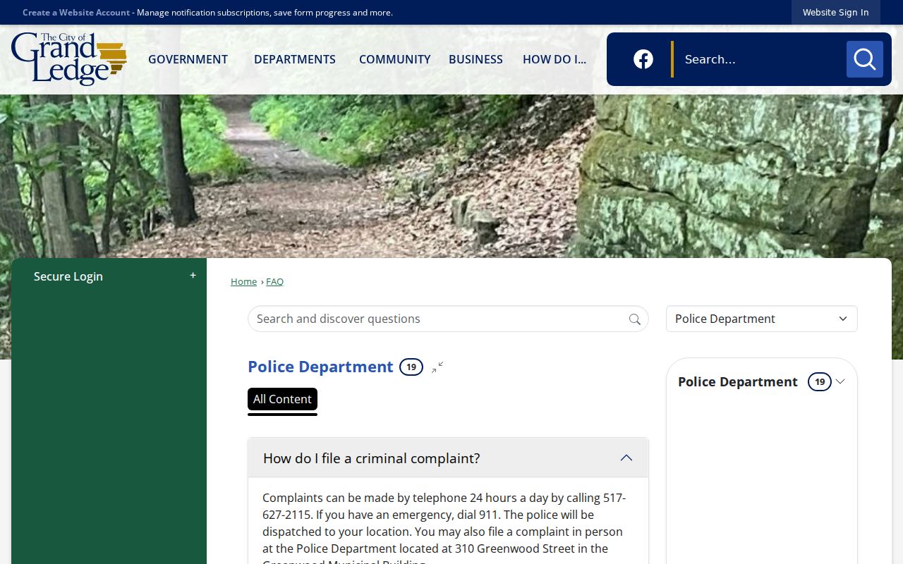 Grand Ledge court records context from the city parking-ticket payment instructions