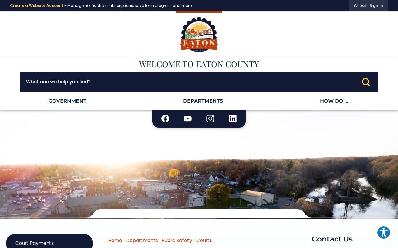 Eaton County court docket access on the county courts landing page
