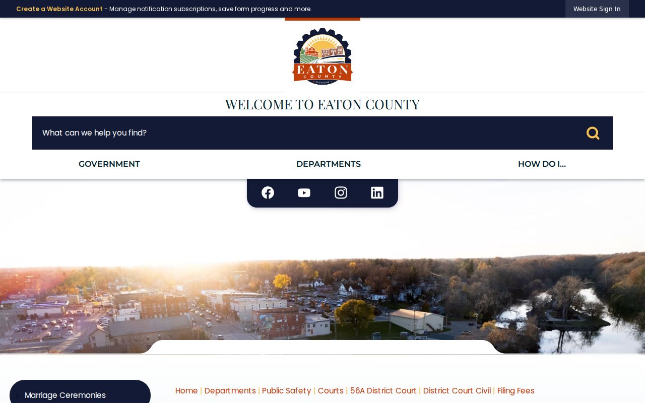 Eaton County traffic court records District Court fee table